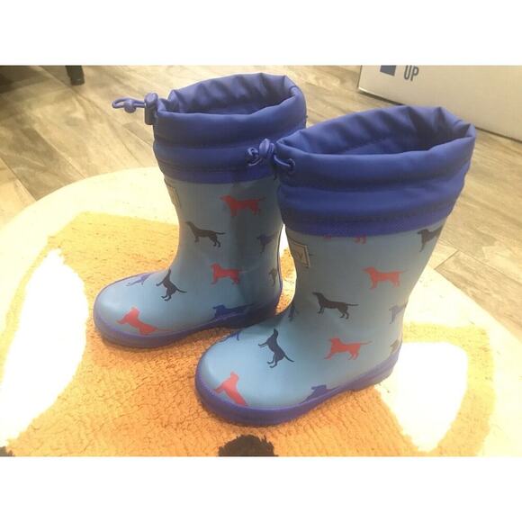Hatley Toddler Boys Size 9 Red/Blue Dogs Sherpa Fleece Rain Boots. EUC - Picture 5 of 12